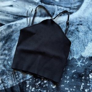 Princess Polly Black Ribbed Top